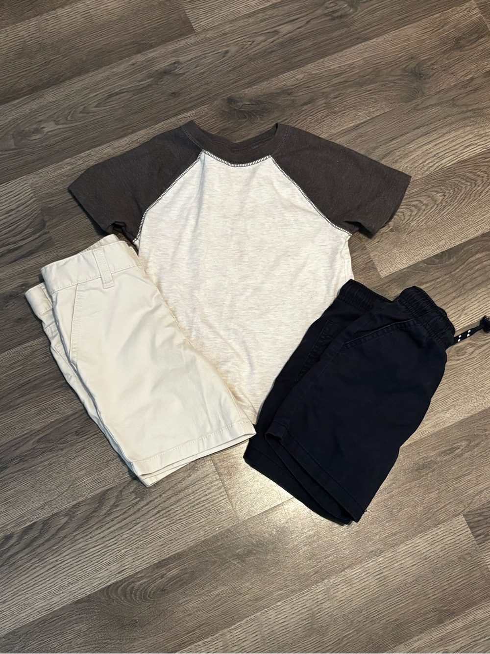 Cat & Jack 3 Piece Set ivory and Navy Shorts with Shirt